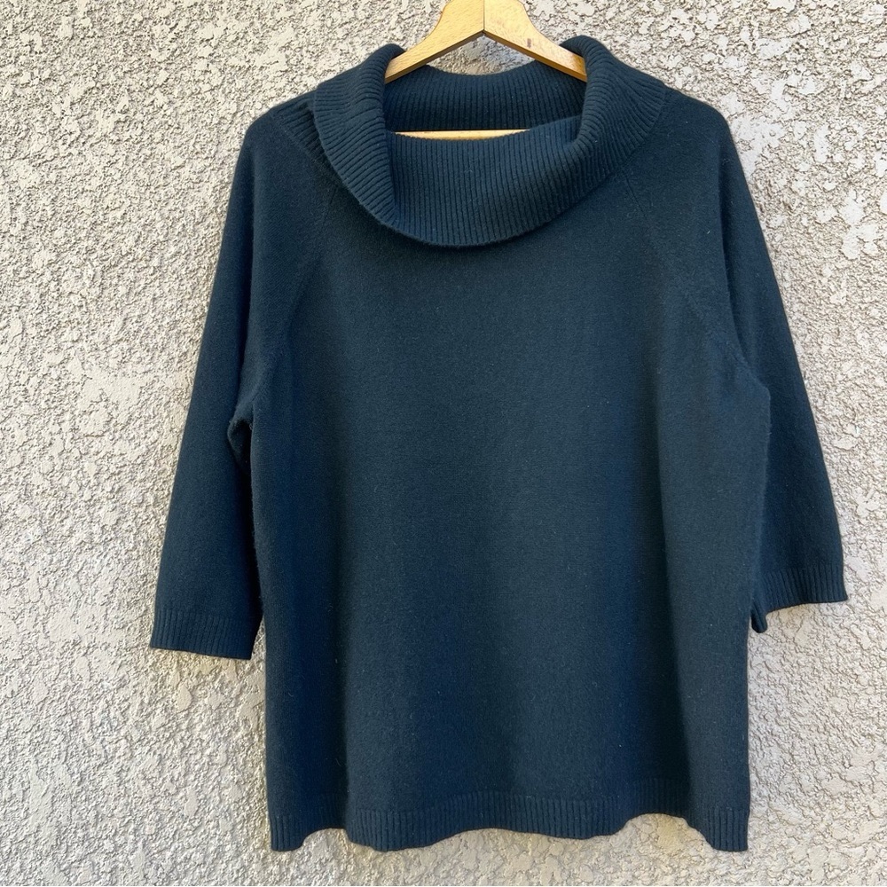Lord & Taylor Cashmere Mock Turtlenecks Sweater 2X Long Sleeves Black Pullover